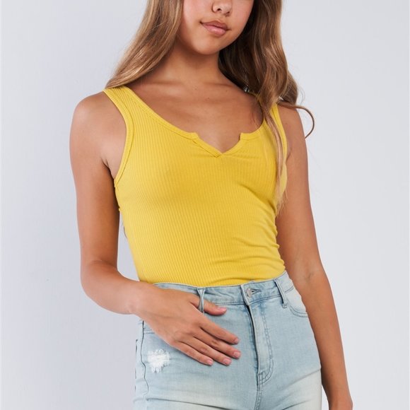Tops Mustard Yellow Ribbed Tank Top Bodysuit Poshmark